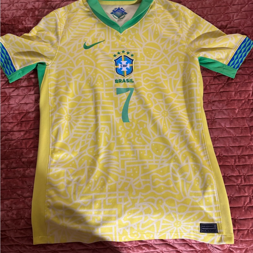 Nike Brazil Tee in Yellow with Green and Blue Accents